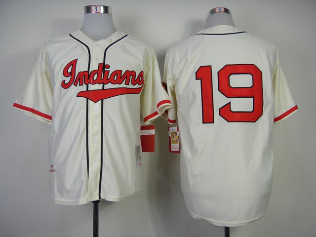 Men Cleveland Indians #19 Feller Cream Throwback MLB Jerseys->youth mlb jersey->Youth Jersey